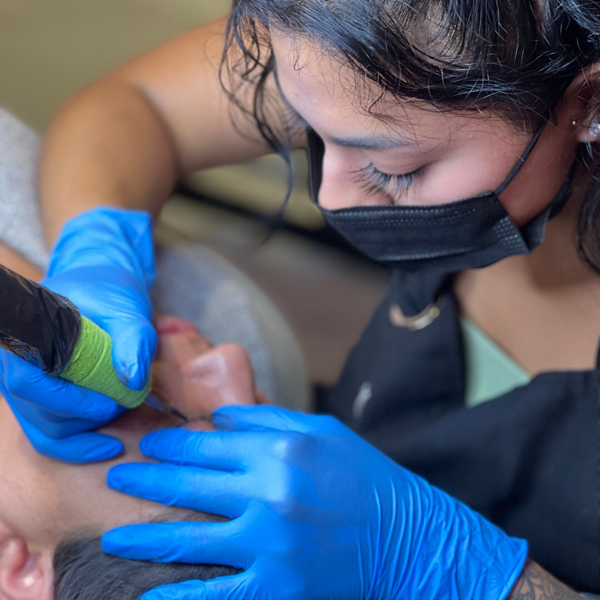 Lash enhancement and eyeliner work