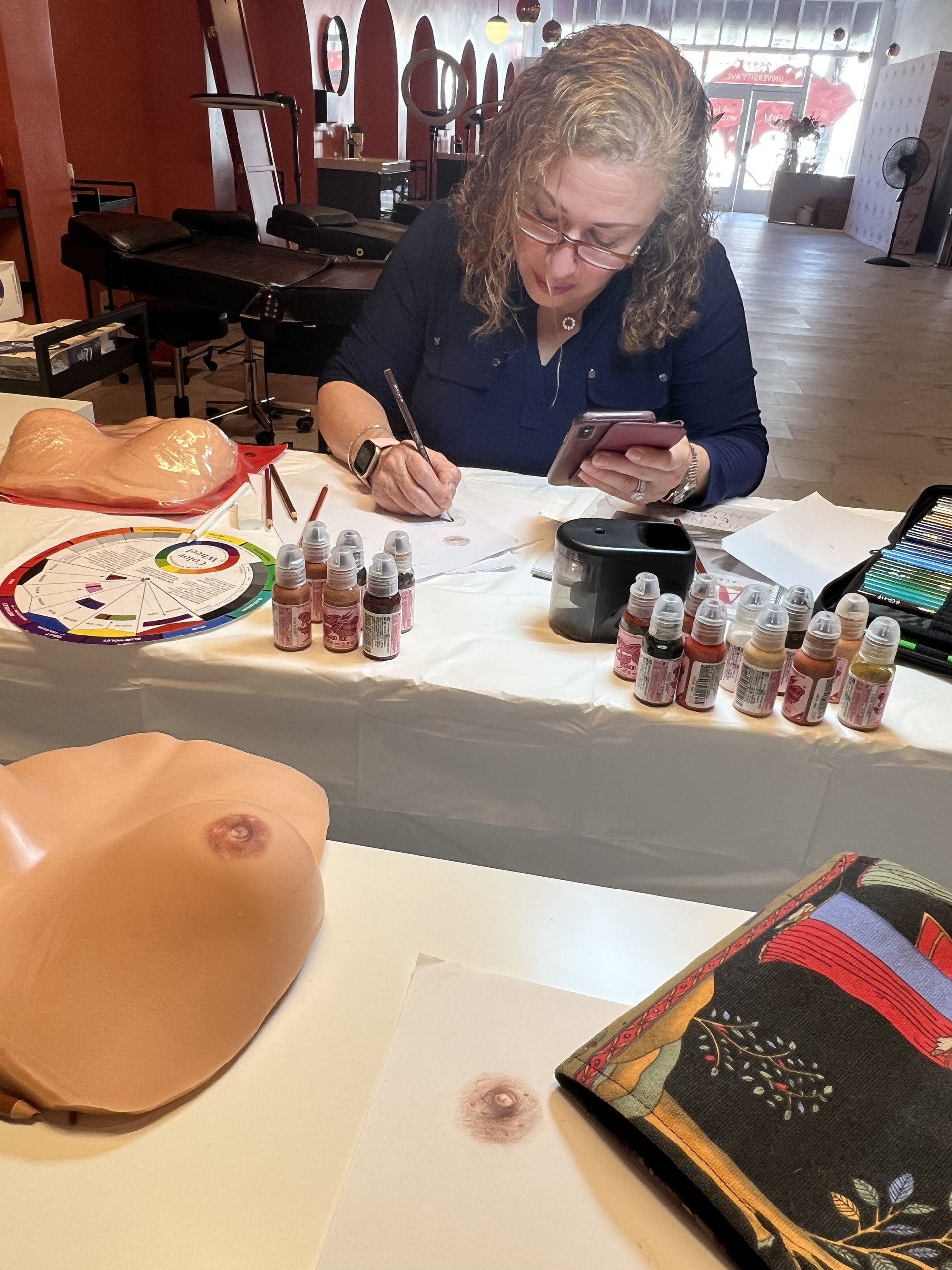 Student areola tattoo work