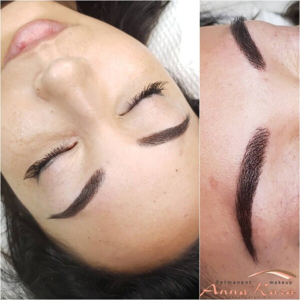 Combine technique of permanent eyebrows hairstroke and shading, Anna Kara PMU