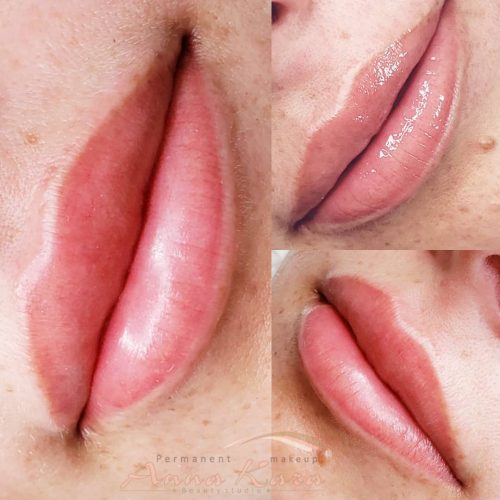 beautiful natural permanent makeup lips after the procedure