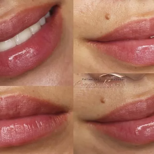 natural lip blush tattoo on a beautiful woman